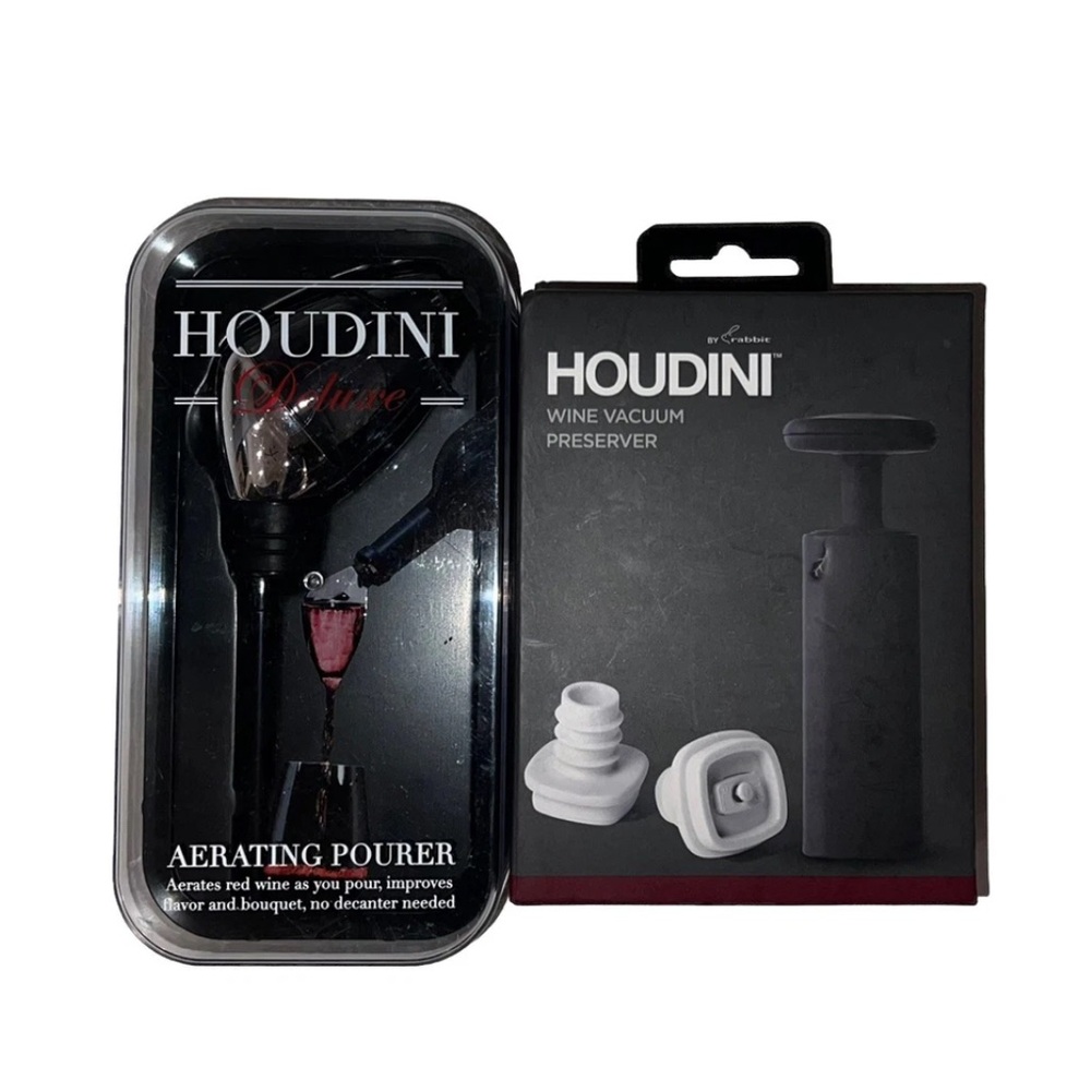 Houdini By Rabbit NEW IN BOX Aerating Pourer + Wine Vacuum Preserver